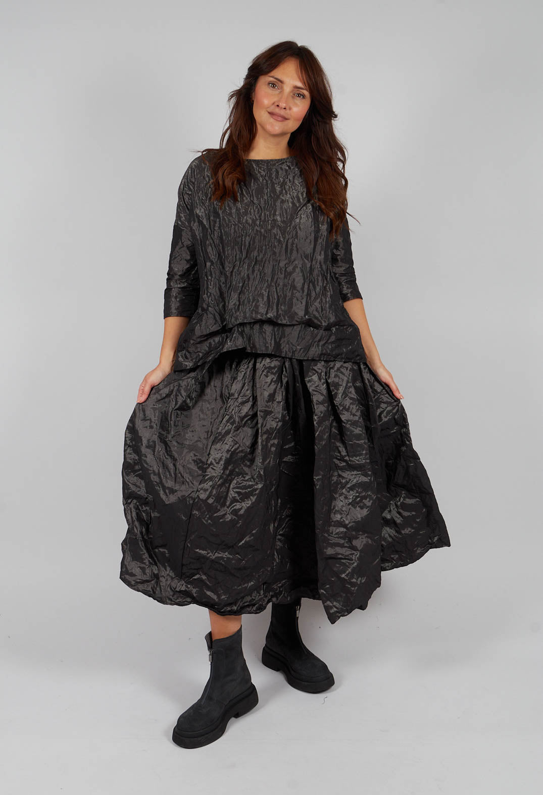 Pleated Long Skirt in Anthracite