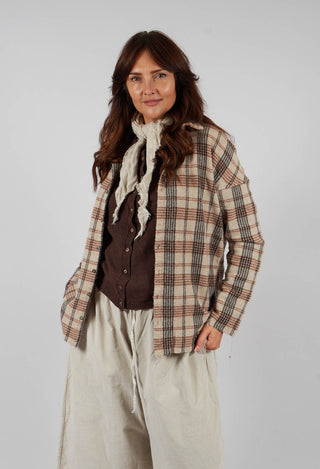 Tartan Soft Collar Shirt in Natural