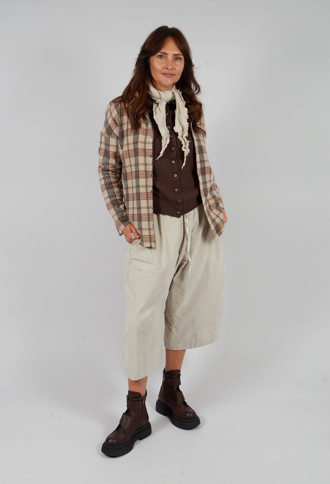 Tartan Soft Collar Shirt in Natural