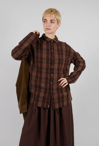 Tartan Soft Collar Shirt in Chestnut