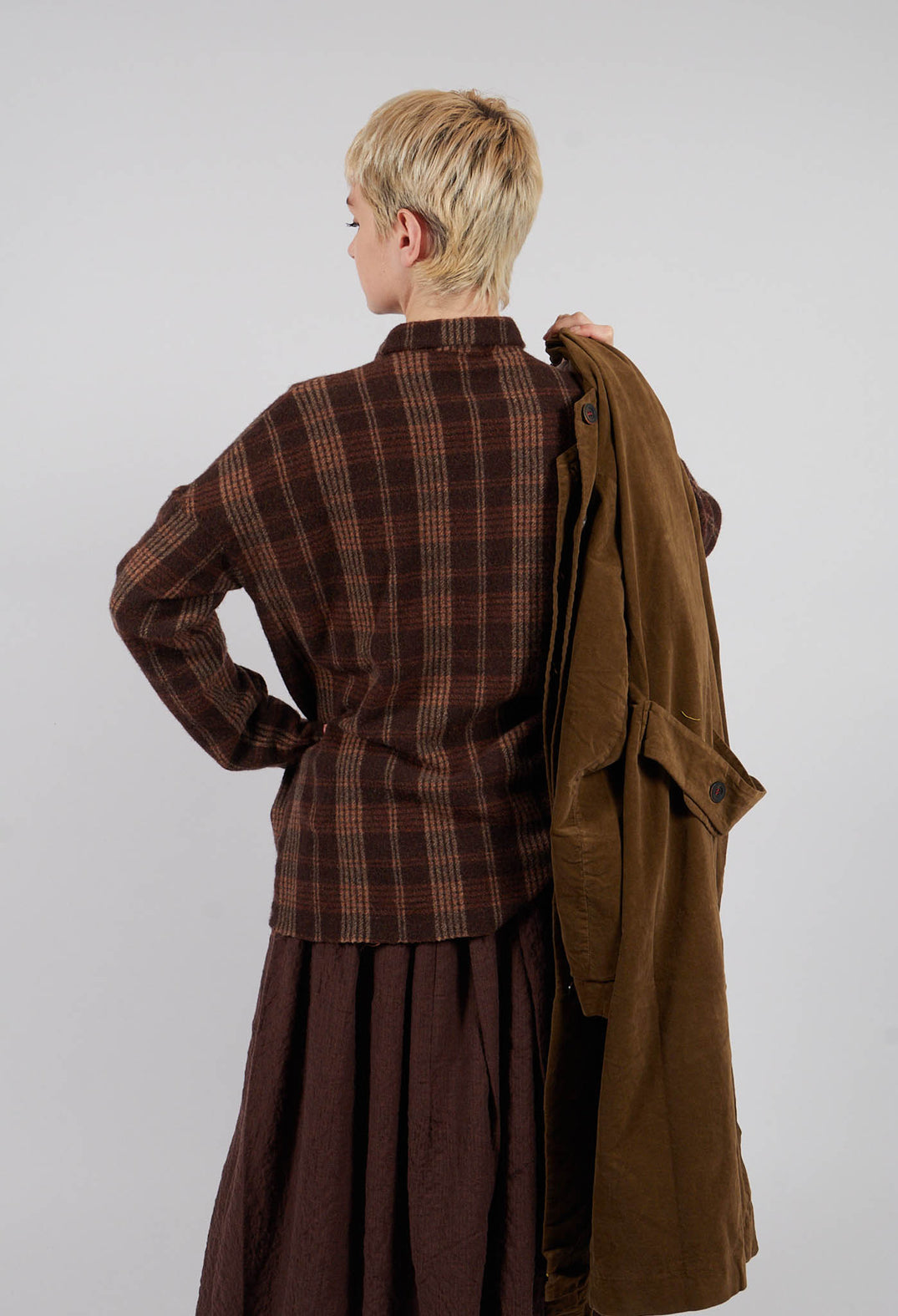 Tartan Soft Collar Shirt in Chestnut