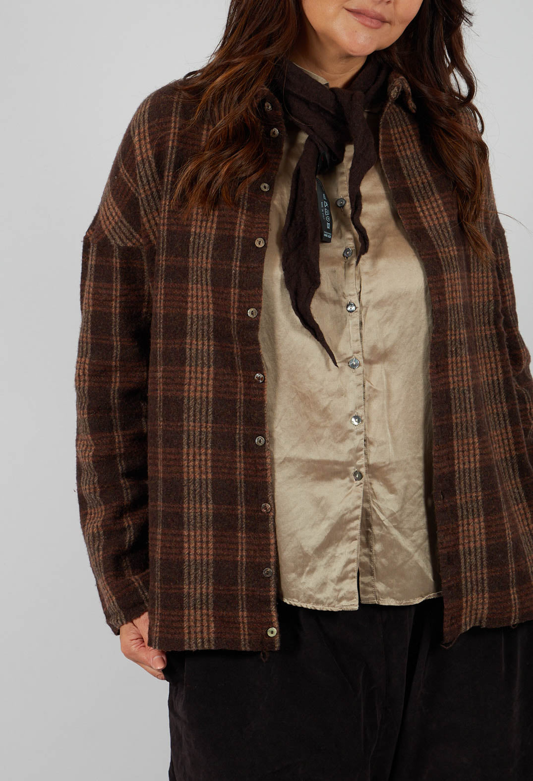 Tartan Soft Collar Shirt in Chestnut