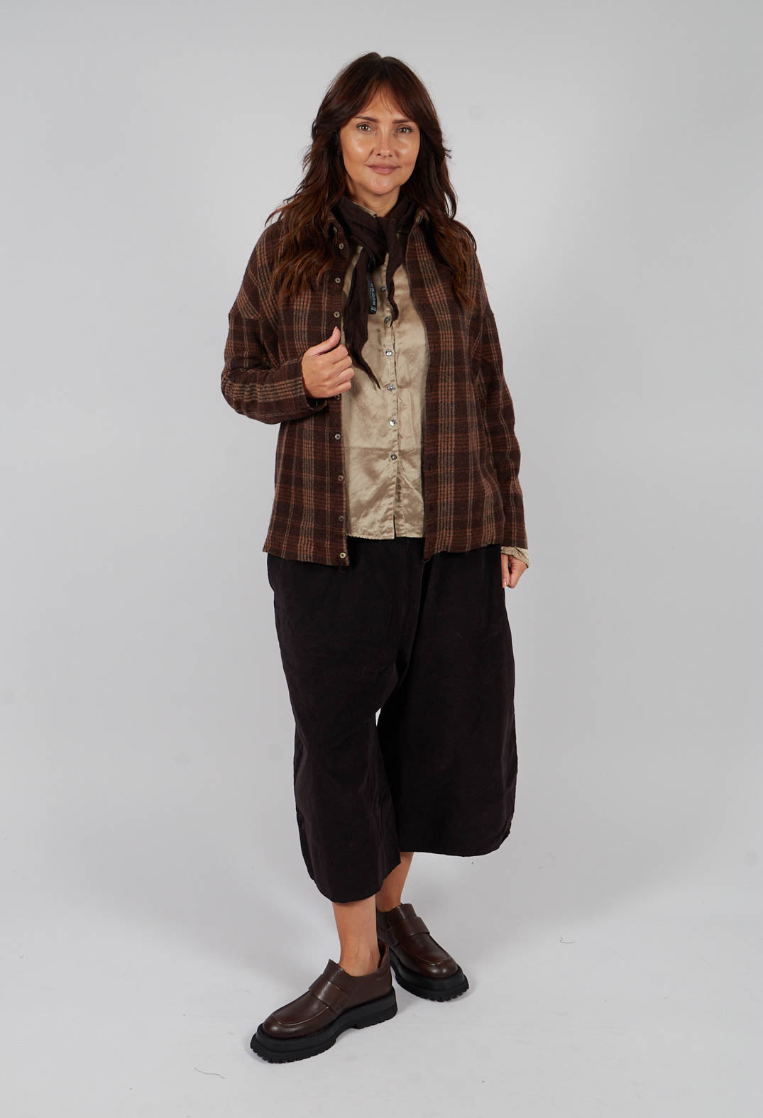 Tartan Soft Collar Shirt in Chestnut
