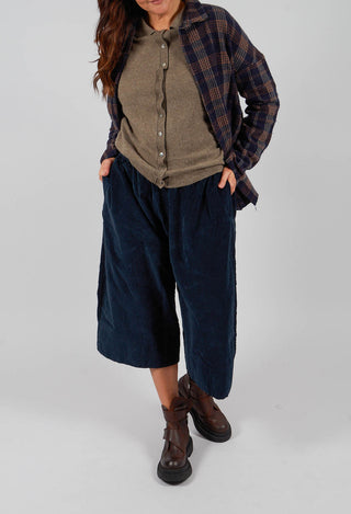 Velvet Wide Trousers in Ink