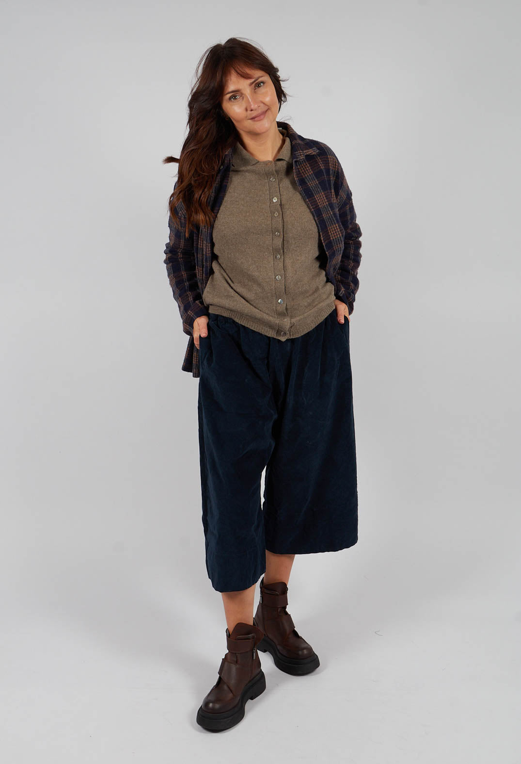 Velvet Wide Trousers in Ink