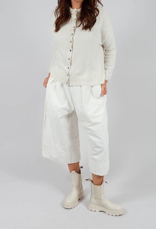Velvet Wide Trousers in Milk