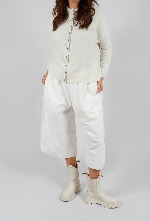 Velvet Wide Trousers in Milk