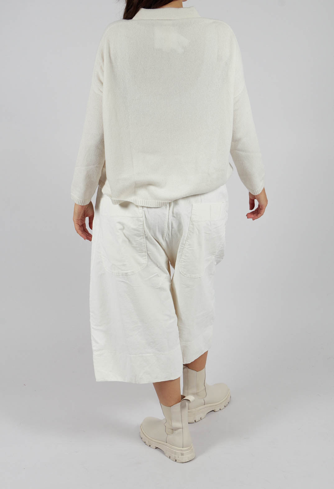 Velvet Wide Trousers in Milk