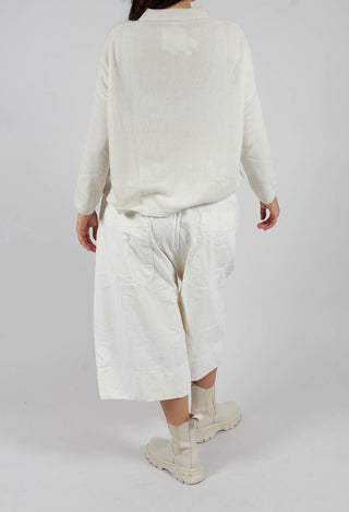 Velvet Wide Trousers in Milk