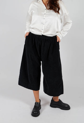 Velvet Wide Trousers in Black