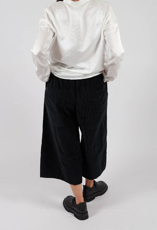 Velvet Wide Trousers in Black