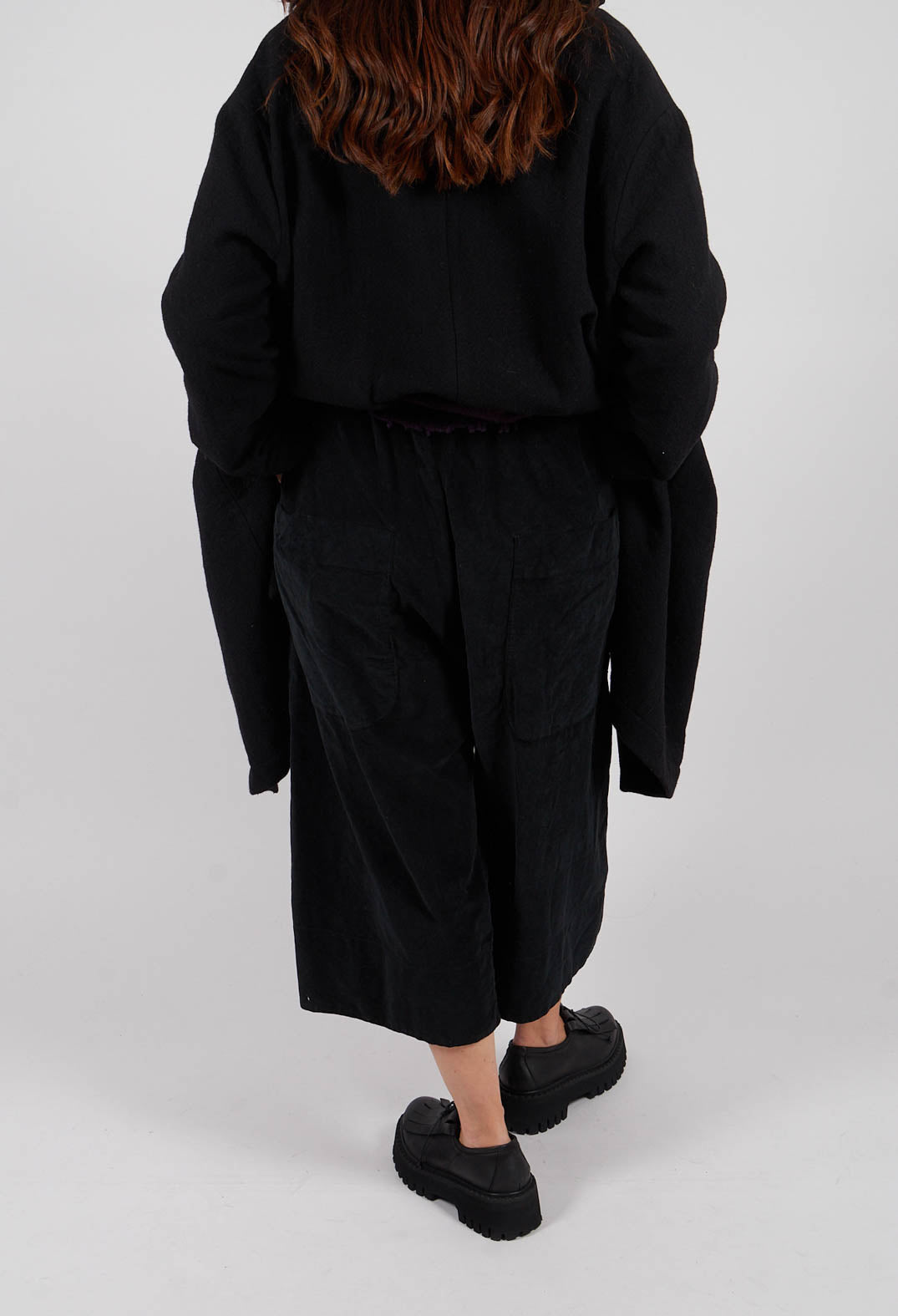 Velvet Wide Trousers in Black