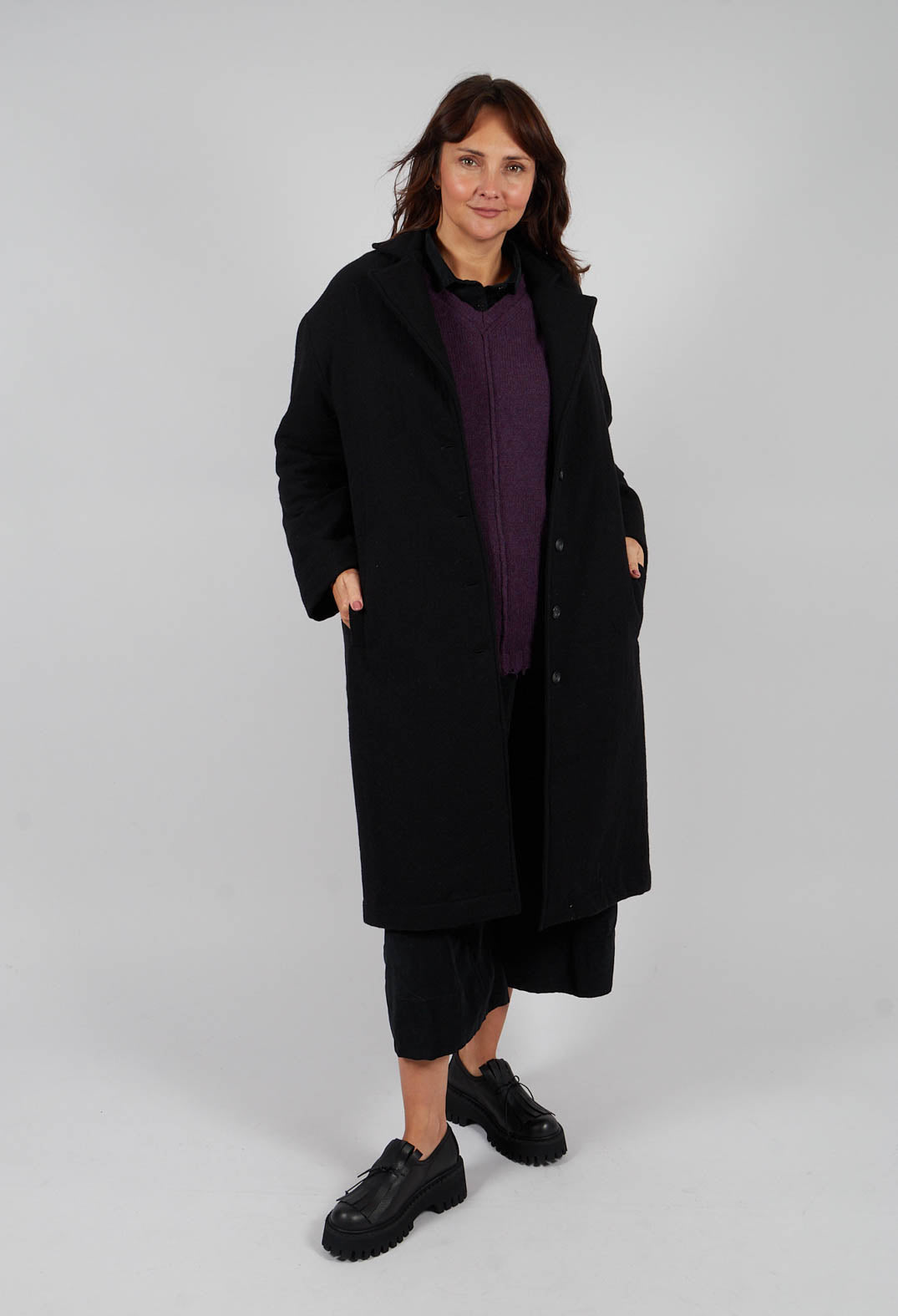 Velvet Wide Trousers in Black