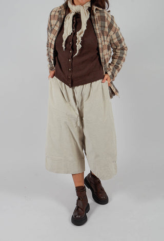 Velvet Wide Trousers in Oatmeal
