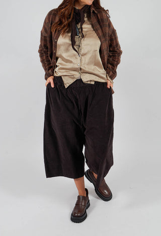 Velvet Wide Trousers in Chocolate
