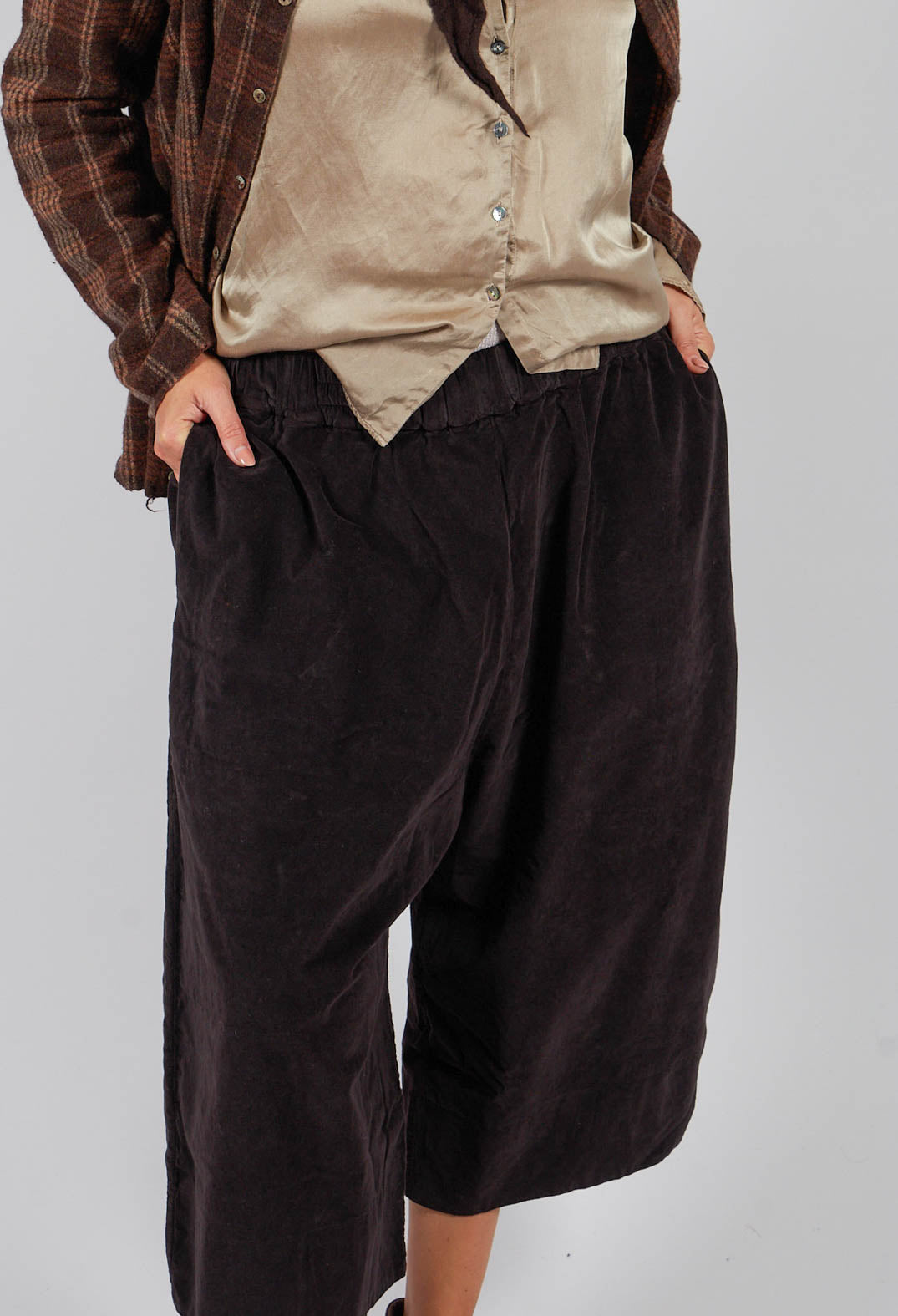 Velvet Wide Trousers in Chocolate
