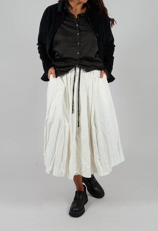 Pleated Long Skirt C in Milk