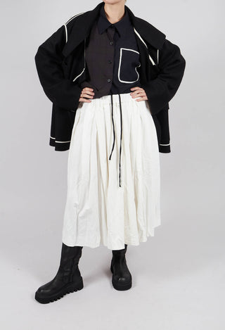 Pleated Long Skirt C in Milk