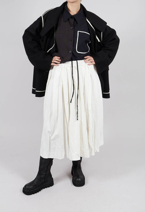 Pleated Long Skirt C in Milk