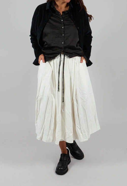 Pleated Long Skirt C in Milk