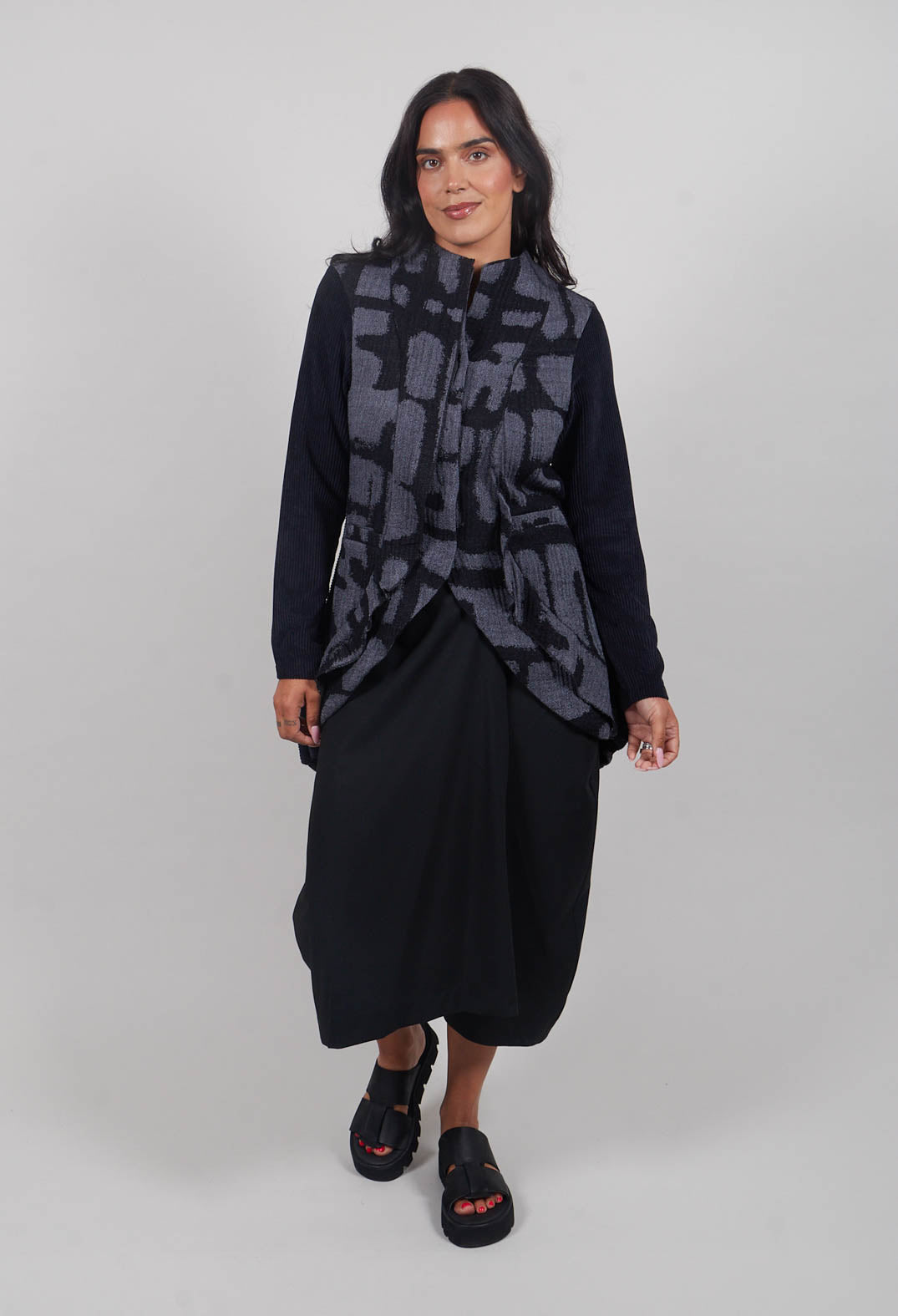 Jacket with High Low Hem in Black
