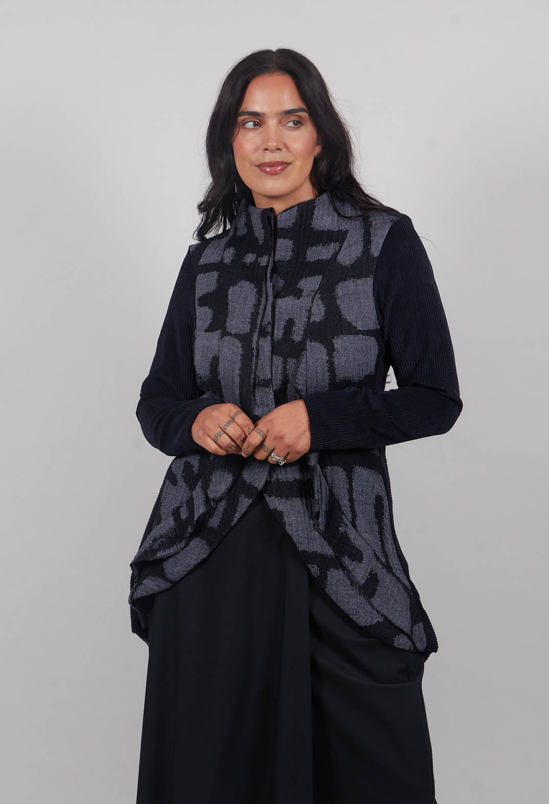 Jacket with High Low Hem in Black