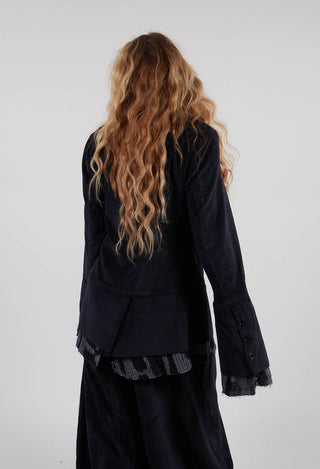 Velvet Jacket with Contrast Detail in Black