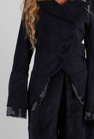 Velvet Jacket with Contrast Detail in Black