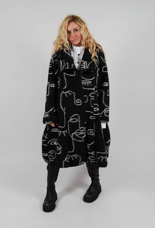 Wide Collar Coat in Black