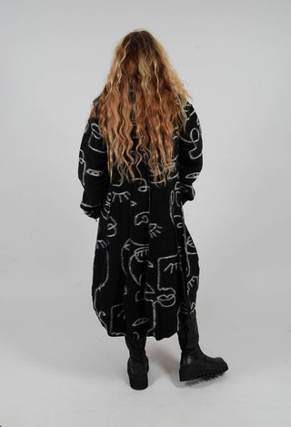 Wide Collar Coat in Black