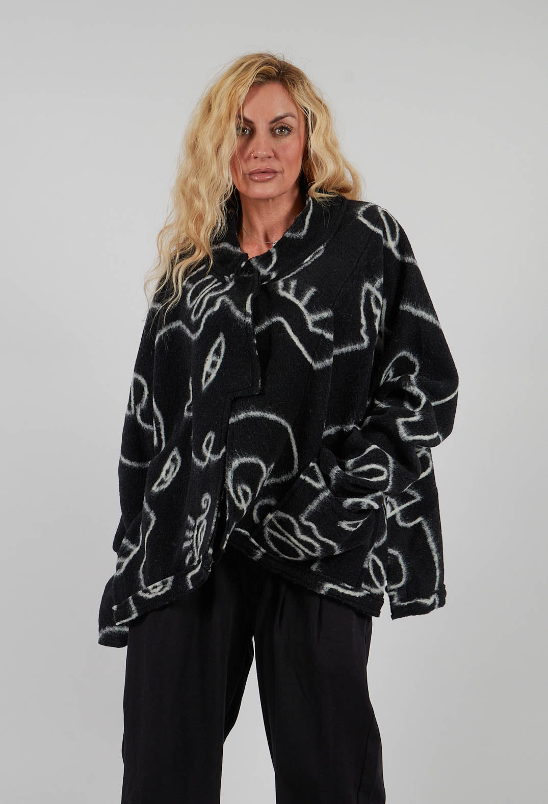 Mandarin Collar Jacket in Black