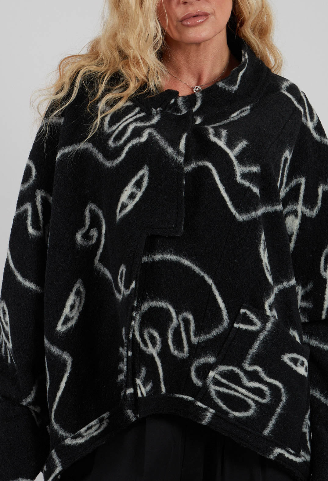 Mandarin Collar Jacket in Black