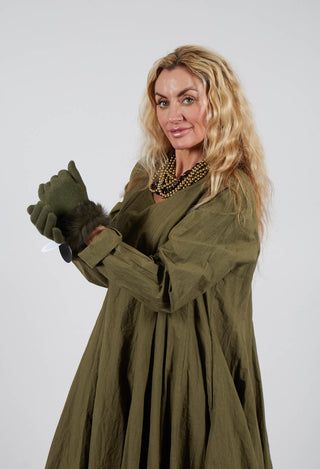 Gloves with Fur Trim in Verde and Olive