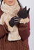 Gloves with Fur Trim in Marron Beige