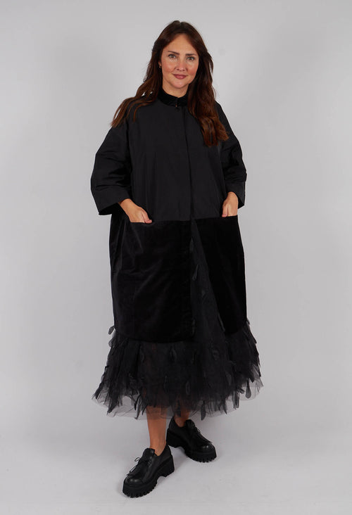 Fukkura Poplin Coat Dress in Black