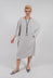 Woven Dress with Asymmetric Sleeves in Stone