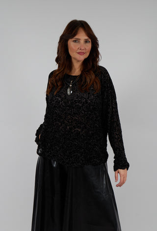 Velvet Patterned Wide Top in Black
