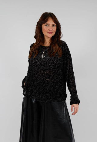 Velvet Patterned Wide Top in Black