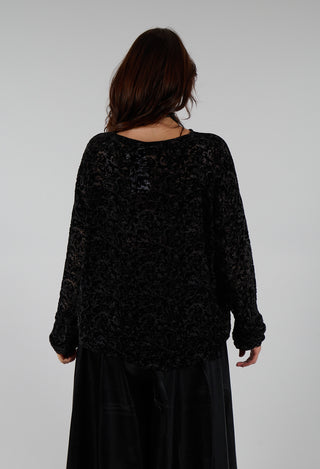 Velvet Patterned Wide Top in Black