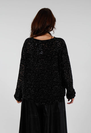 Velvet Patterned Wide Top in Black