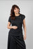 Short Sleeved Top with Zip Detail in Black