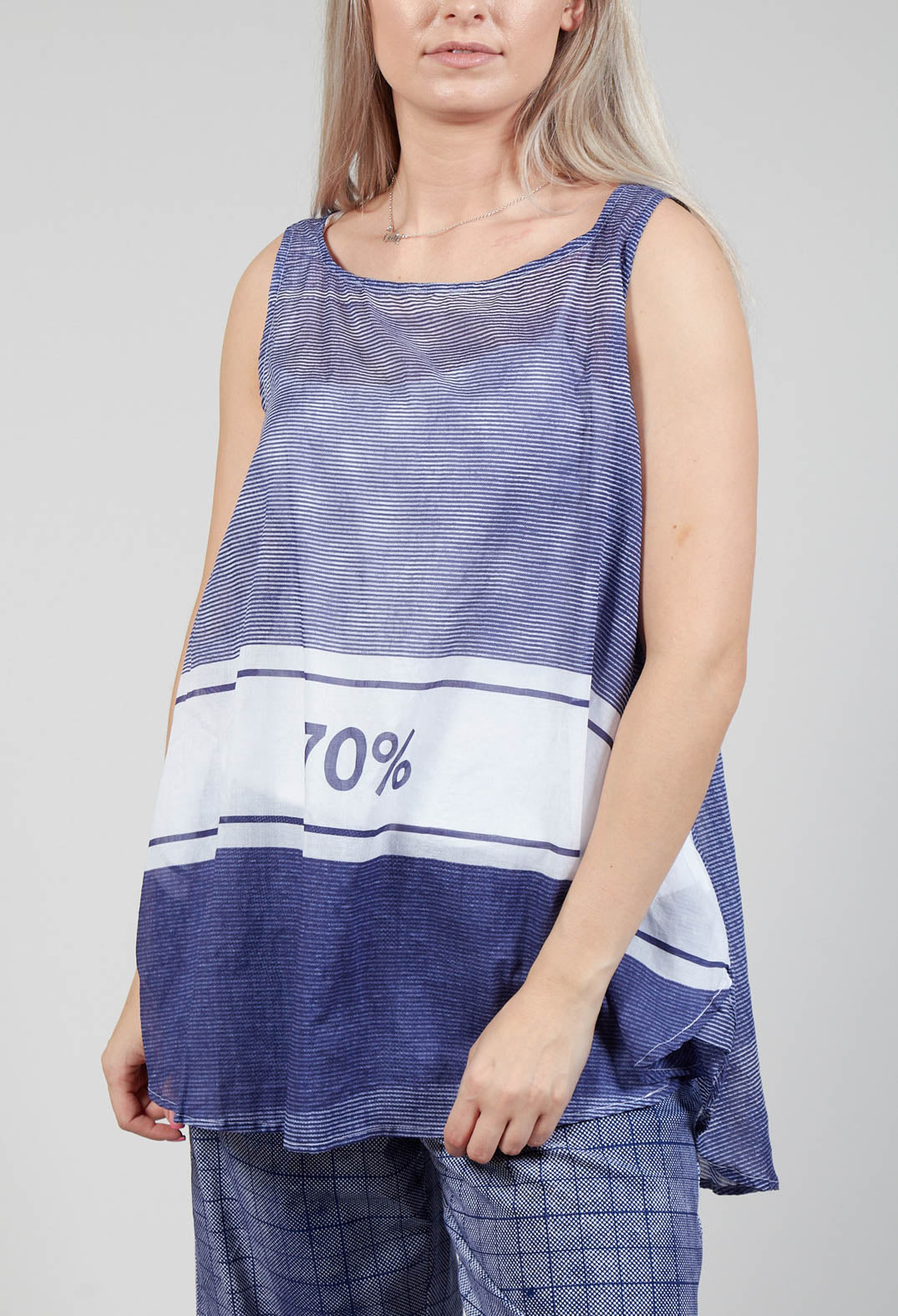 A-Line Cotton Vest Top in Azur Print