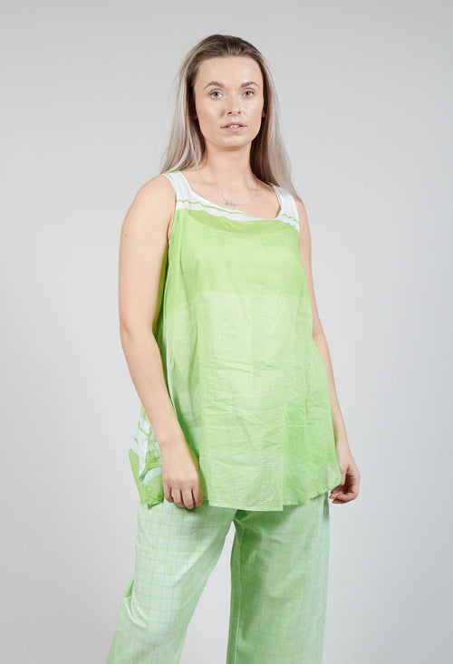A-Line Cotton Vest Top in Lime Print
