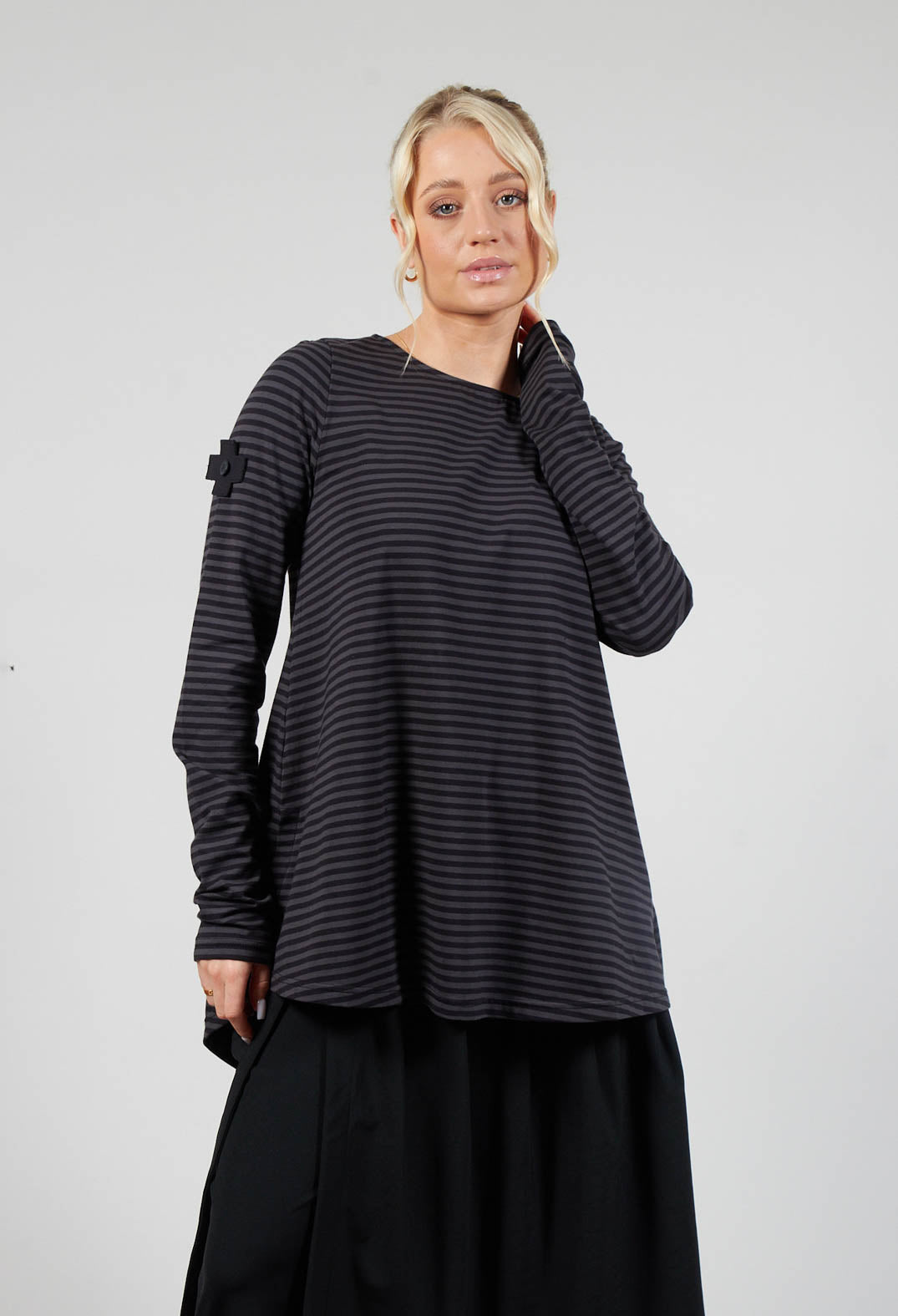 A Shirt in Black and Anthra Stripe