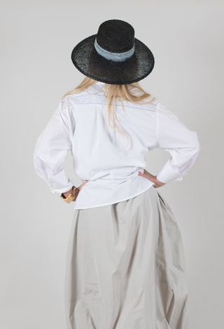 Shirt with Lace Inserts in White