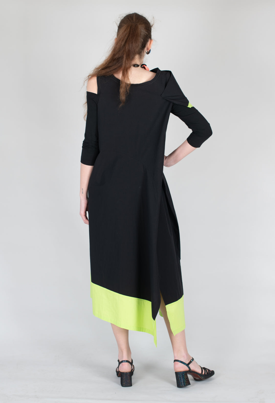 OPLI Dress in Black Light Green