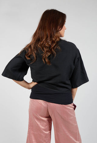 Cotton Pintuck Blouse in Black