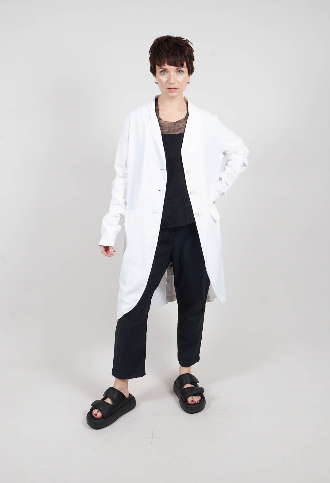 Lucie Jacket with Spilt at Front and Back in White