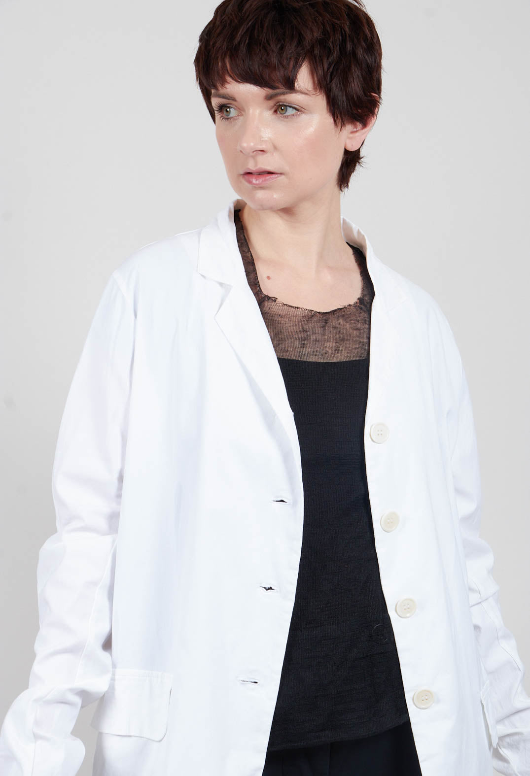 Lucie Jacket with Spilt at Front and Back in White