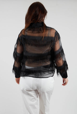 Alida Lightweight Shirt with Fringes in Black